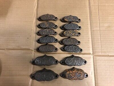 ORNATE c1880 SET of 18 matching authentic VICTORIAN cabinet pull hardware 2.5/3”