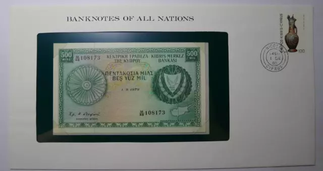 1979 Cyprus 500 Mil Crisp Uncirculated in Stamped Envelope #108173