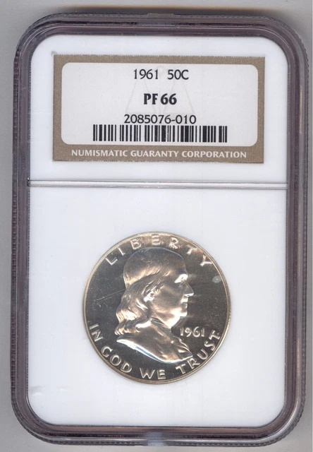1961 Franklin Proof Half Dollars 50C + Silver + NGC + PF 66