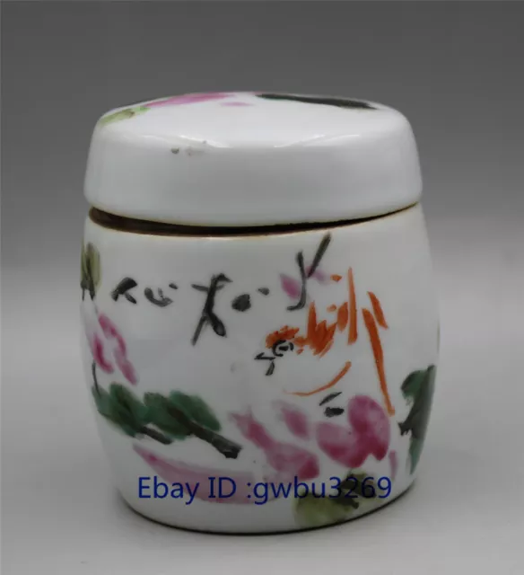 Collect Chinese Old Porcelain Hand Painting Flower Bird Tea Pots Jar 20534