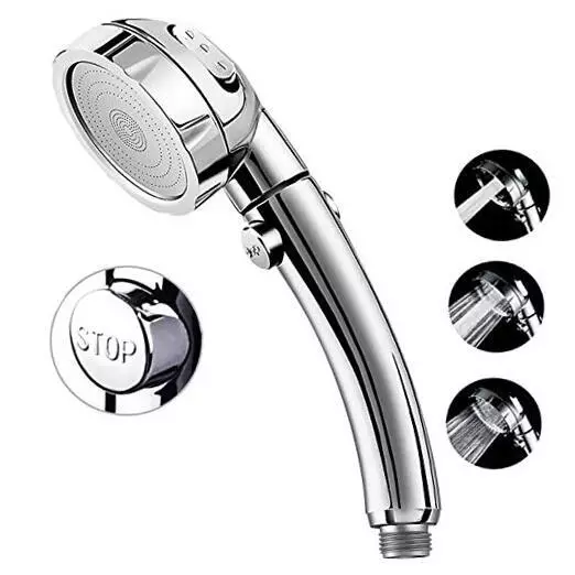 High Pressure Shower Head, 3-Settings Handheld Showerhead with ON/Off Chrome