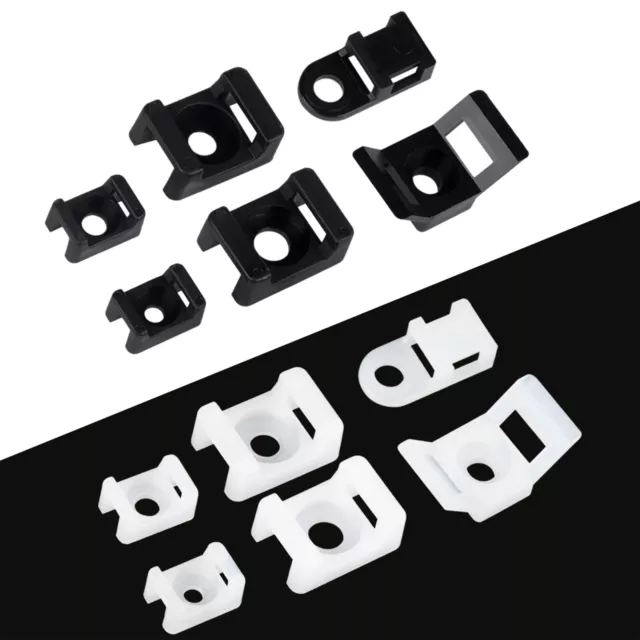 Cable Tie Mounting Base - Black or White - Mount Saddle Type Wire Holder