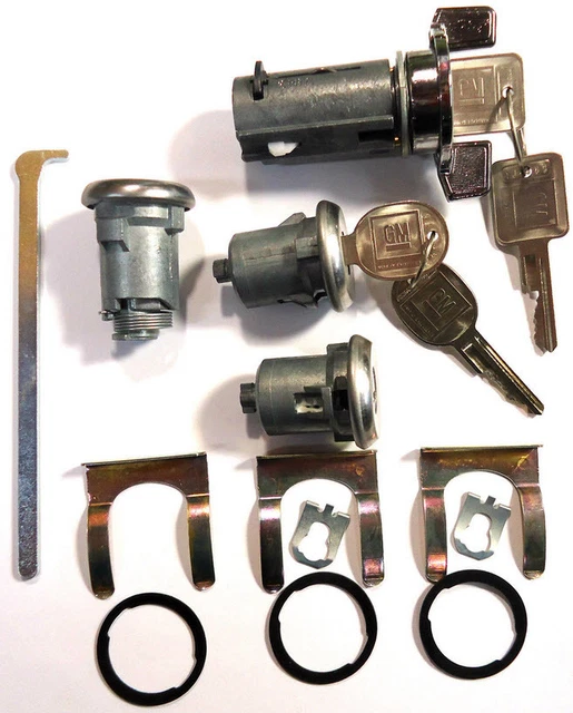 New GM OEM Chrome Ignition/Doors/Trunk Lock Key Cylinder Set With Keys To Match