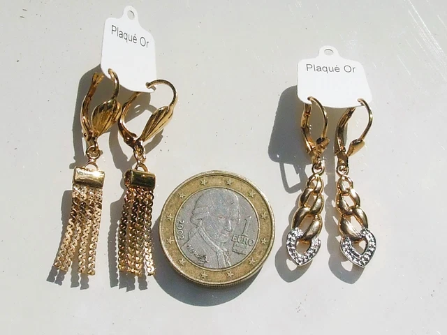 Lot De 2 Boucles D'oreilles à Clip Anciennes Années 1950 En Talosel - Une Signée HENRY