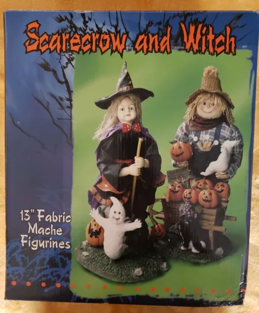 Halloween Scarecrow and Witch 13” Fabric Mache Figures