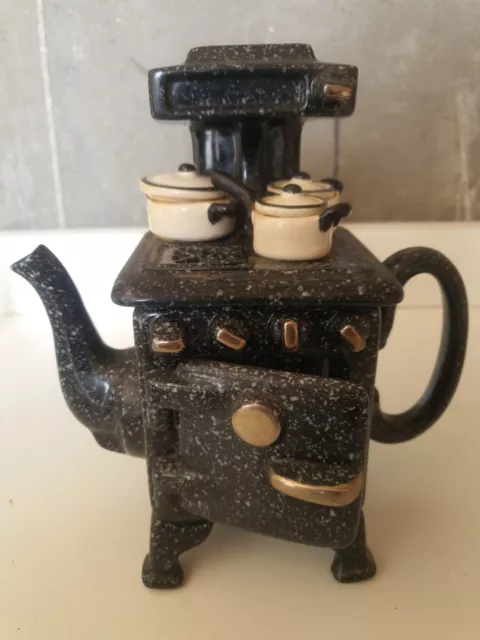 Cooker novelty teapot in black and white excellent condition