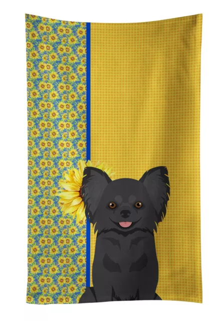 Summer Sunflowers Longhaired Black Chihuahua Kitchen Towel WDK5360KTWL
