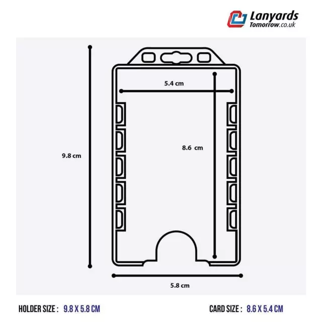 1x DOUBLE SIDED VERTICAL COLOUR Open Faced Plastic Rigid Badge ID Card Holder UK 3