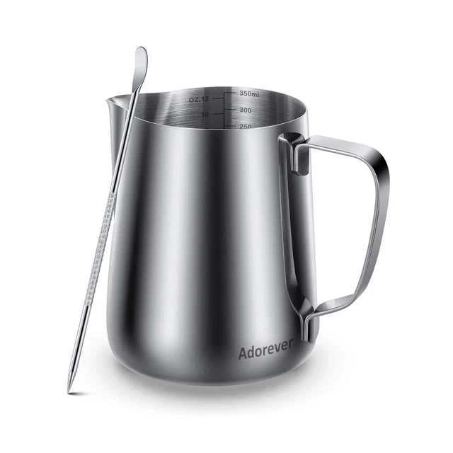 Milk Frothing Pitcher, 12oz 20oz 32oz 50oz 66oz Steaming Pitcher Stainless St...