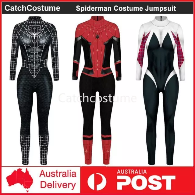 Adult Womens Spiderman Gwen Stacy Cosplay Costume Sexy Jumpsuit Party Outfits