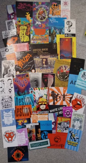 Acid House Rave Flyers Joblot Bundle Flyer Collection X50 Circa 1990 To 1993