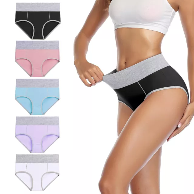 Women's Underwear High Waist Cotton Soft Full Cover Underpants Pack Of 5
