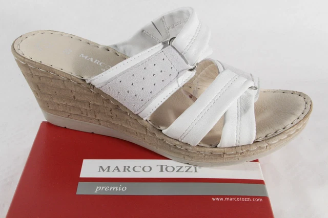 Marco Tozzi Mules Femmes Sandales Cuir Blanc Semelle Intérieure en Neuf