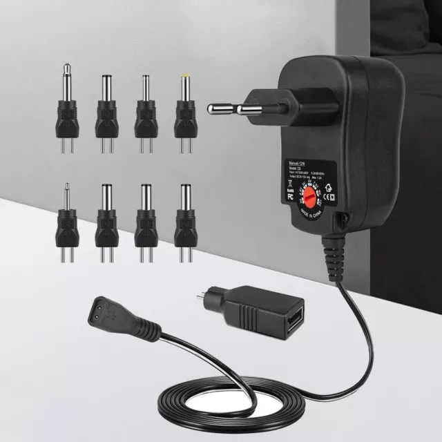 Adjustable Plug 1.2A Power Supply Charger Multi Voltage Adjustable Power Adapter