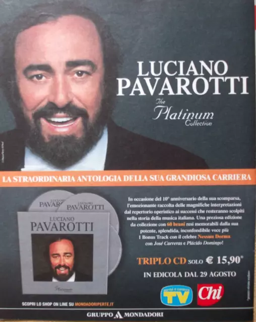 Pubblicità Advertising Werbung Italian Clipping 2017 LUCIANO PAVAROTTI  .