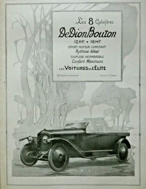 1920 Automobiles The Dion 8 Cylinder Button Press Advertisement Elite Car