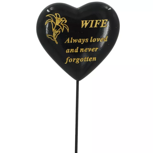 Special Wife Black & Gold Lily Flower Memorial Tribute Stick Graveside Plaque