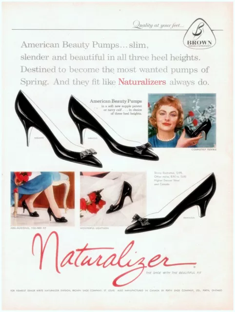 1959 NATURALIZER WOMEN'S Shoes Vintage Print Ad American Beauty Pumps ...
