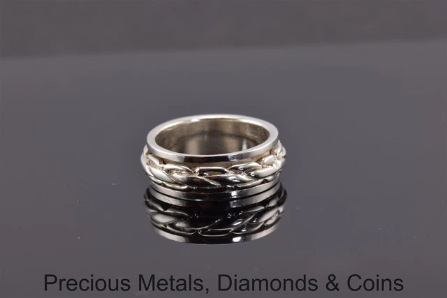Sterling Silver 7mm Braided Linked Band Ring 925 Sz: 7