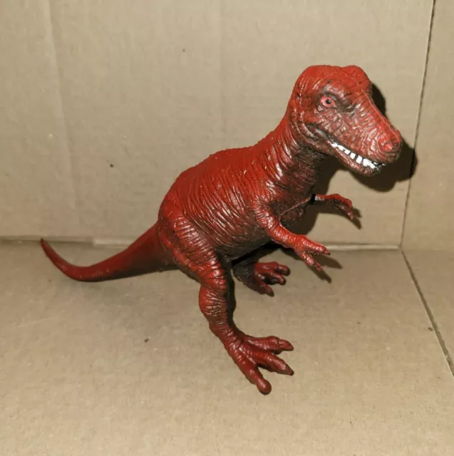 Vintage Tyrannosaurus Rex Figurine Red/Black 1987 Dinosaur Collectible Toy