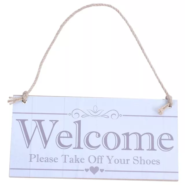 Weome Please Take Off Your Shoes Hanging Plaque Sign House Porch Decor Gift X5Y8