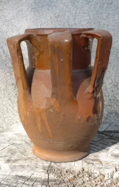 Vase ancien en terre cuite à 3 anses