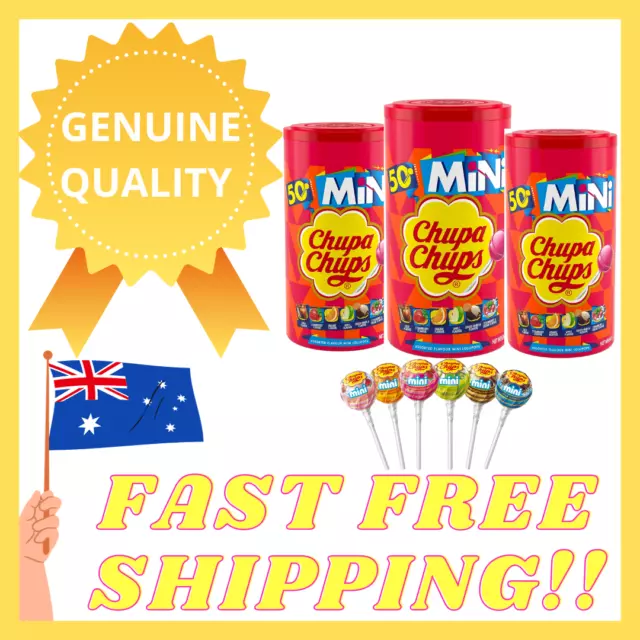 Chupa Chups Best of Mini Tube, 50 Small Lollipops x 3 tubs (total 150 lollies)