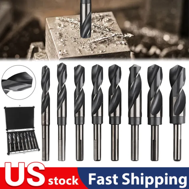 8 PCS HSS Cobalt Silver and Deming Drill Bits Set Large Size 9/16 inch to 1 inch