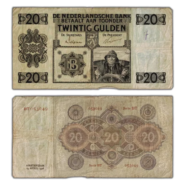 Netherlands 1926 20 Twenty Gulden Note P #44 - Minor Writing