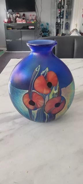 Iridescent Okra Studio Glass Vase