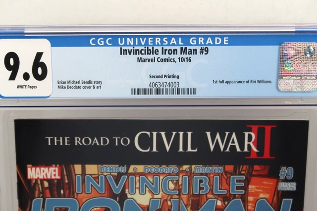 Invincible Iron Man #9 2nd Print CGC 9.6 1st Appearance Riri Williams Marvel 2