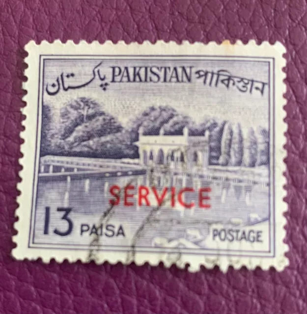 Pakistan 13 Paisa Postage Stamp with SERVICE