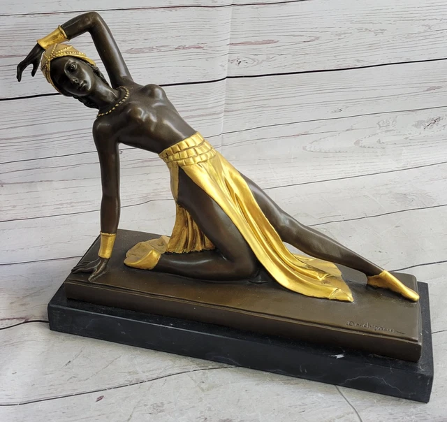 Sculpture Bronze Danseuse égyptienne - Style Chiparus - Réplique Art Déco - Aubaho