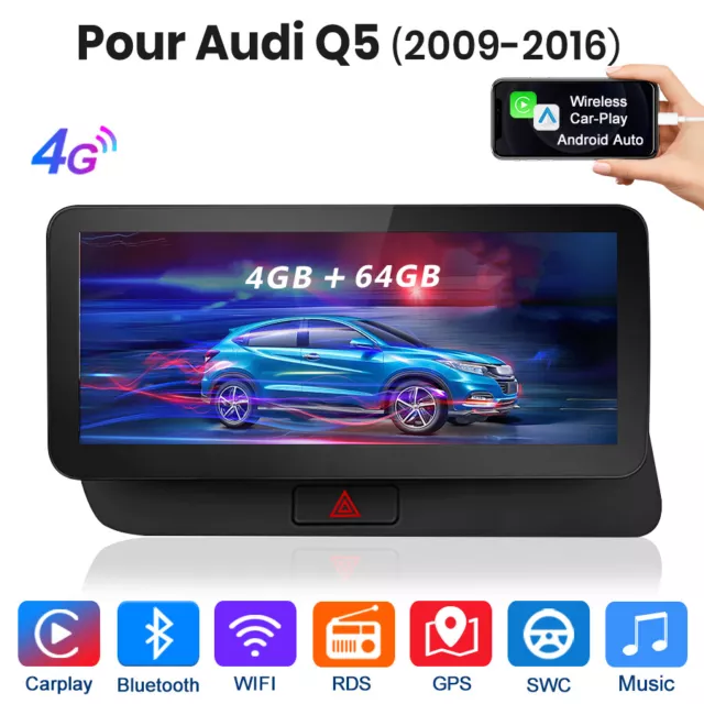 Pour Audi Q5 2009-16 8Core 4+64G Carplay Android Autoradio GPS Navi BT WIFI DAB+