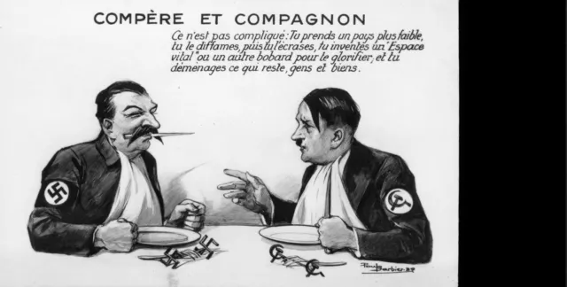 154 Guerre 39-45 WW2 Propagande CARICATURE BARBIER ANTI HITLER STALINE COMPERE