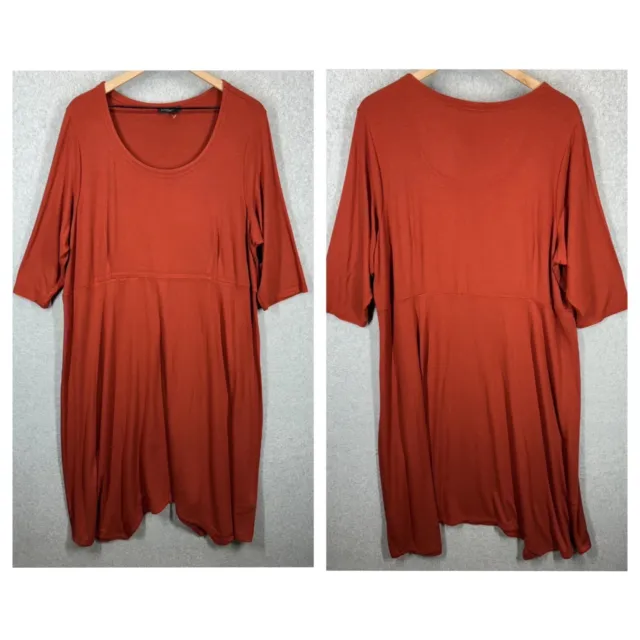 Eileen Fisher Women's Plus Size 2X Rust Orange Rayon Jersey Dress EUC