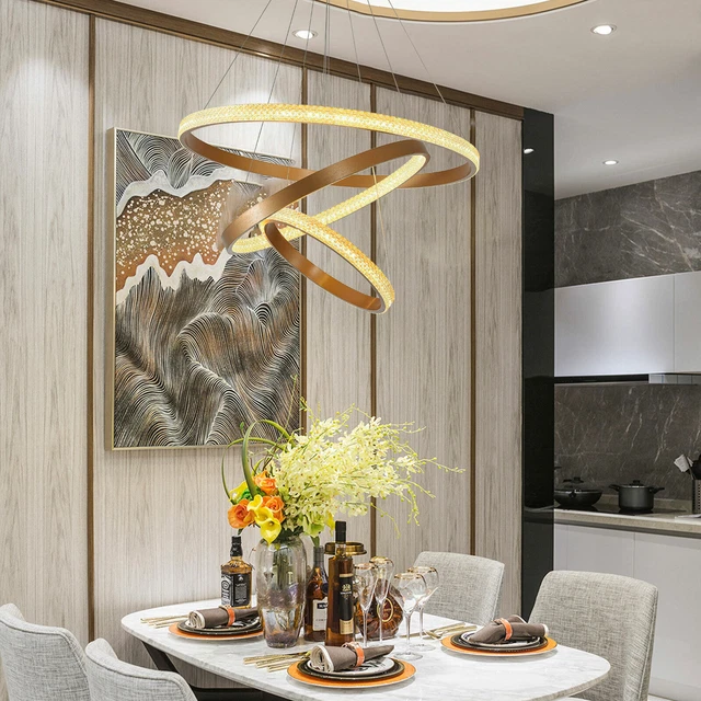 Modern Chandelier LED Pendant Lamp 3-Ring Design Ceiling Light Hanging Fixtures