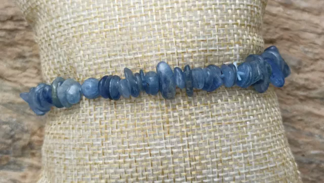 Bracelet Boule Lithothérapie Pierre Naturelle Style Baroque Cyanite Bleue AB
