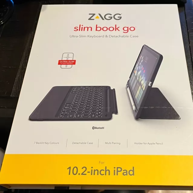 NUEVA FUNDA PARA TECLADO BLUETOOTH ZAGG SLIM BOOK GO PARA IPAD 10.2"" 7a 8a 9a generación