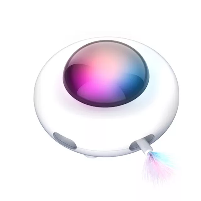 UFO Interactive Cat Toy With Feathers Automatic Teaser Kitten Toys for Indoor