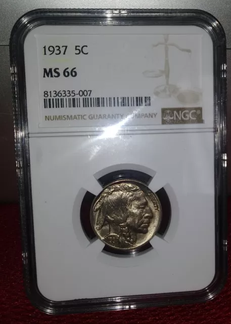 1937 Buffalo Nickel NGC MS 66. Nice Eye appeal