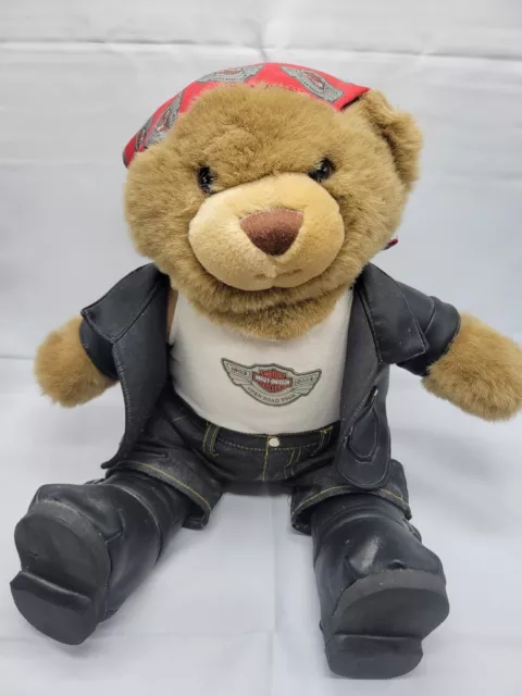 HARLEY DAVIDSON MOTORCYCLE Biker Teddy Bear Brown Plush Stuffed Animal ...