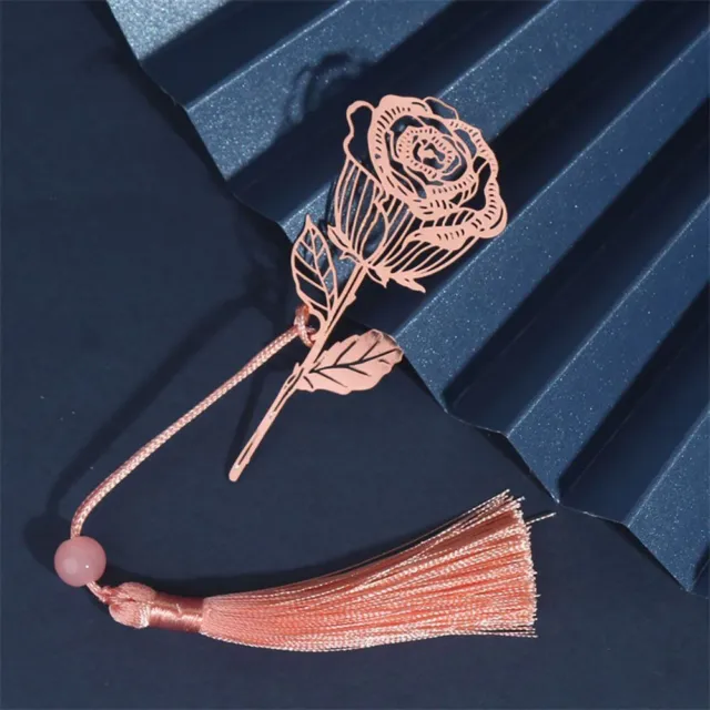 Rose Gold Hollow Bookmark Metal Book Page Marker Exquisite Tassel Bookmark
