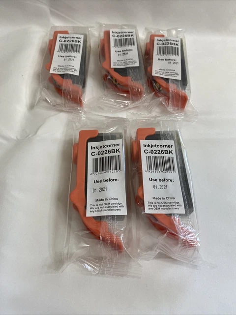 Lot Of 5 New Ink Cartridges for Canon Pixma MG5320 MG5220 MG6120 Black Small