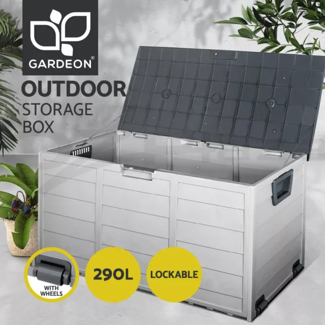 Gardeon Outdoor Storage Box 290L Lockable Garden Container Deck Toy Shed