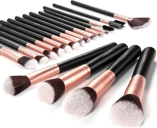 [18 PEZZI] Pennelli Trucco Rosa Set Viso e Occhi per Fondotinta Correttori 