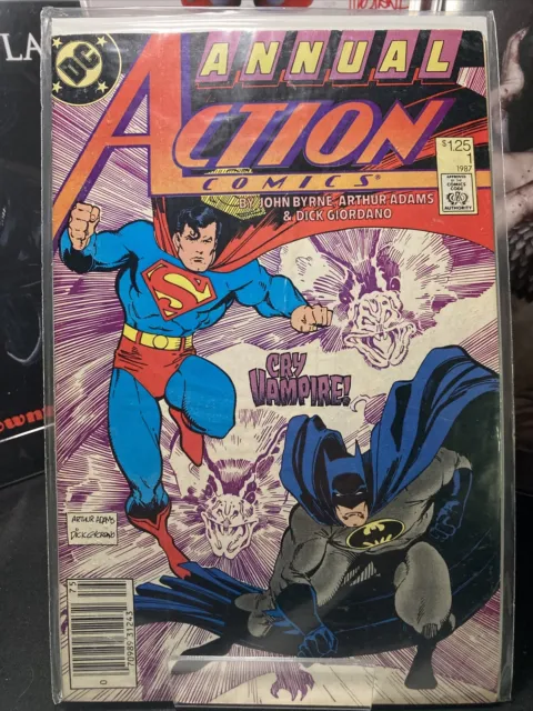 ACTION COMICS ANNUAL #1 NEWSSTAND SUPERMAN! BATMAN! Byrne/Adams DC 1987 VF/NM
