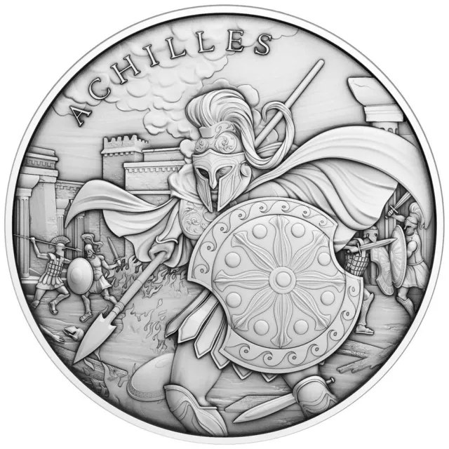 Presale - 1 Troy oz Achilles Design .999 Fine Silver Round