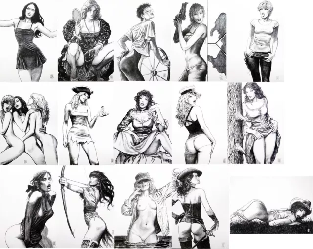 MILO MANARA: FRAUEN ARTPRINT SET 15 DRUCKE 23 x 33 cm  WOMEN, LE DONNE Portfolio