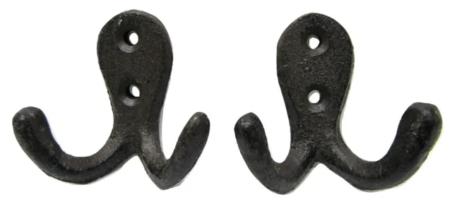 Lot 2 Antique-Style Rustic Little 2" Cast Iron Cup Robe Coat Hooks Hat Jewelry
